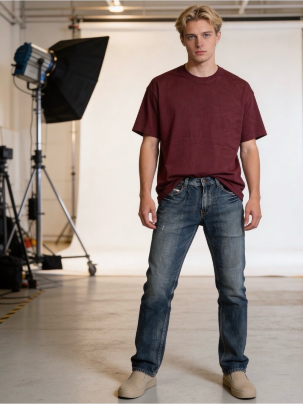 Gildan Men's Short Sleeve Crew Tee in Burgundy